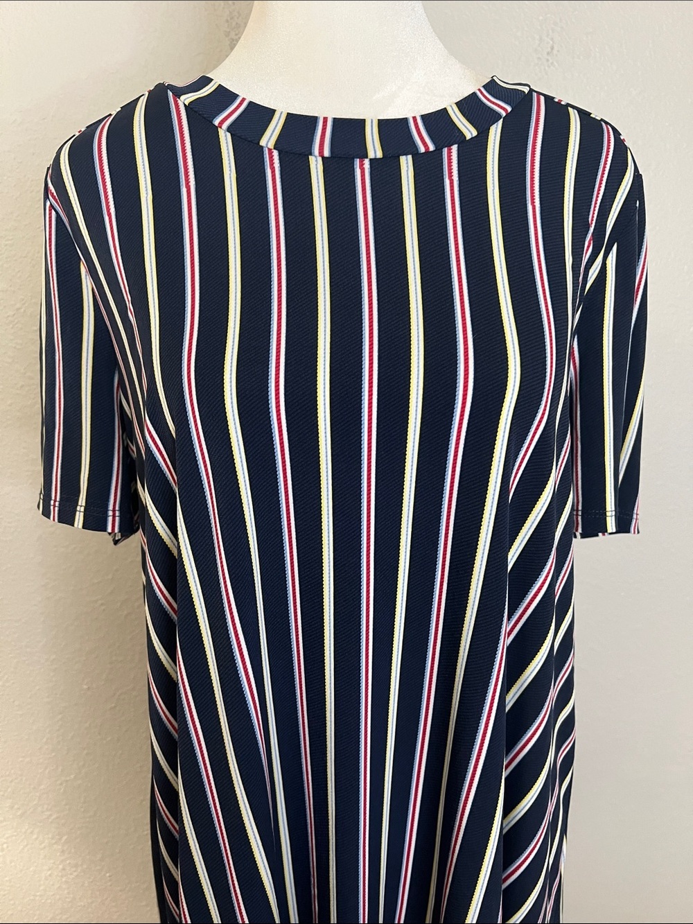 BCBGeneration Mesh TShirt Mini Dress Blue Stripe Size Small